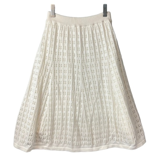 Anthropologie Meadow Rue Skirt Small Pull On Knee Length White EUC - Picture 2 of 6